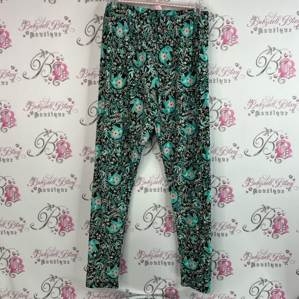 Sweetlegs pants tights leggings birds flowers leafs Floral Leggings plus size